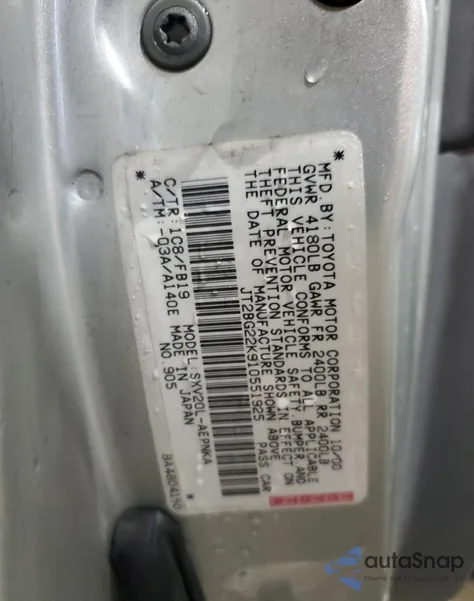 2001 Toyota Camry Ce z USA, uszkodzony, nr VIN JT2BG22K910551925